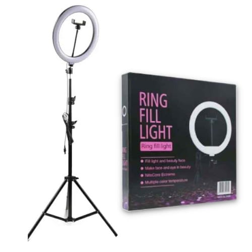 10 inch Ring light  design combines the phone holder and selfie ring light together, it is a professional tool for creating live videos/recording with smartphone or computer.