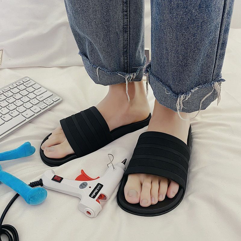 Summer three strips bars Korean couples casual flip-flops student trend flip-flops men's beach shoes