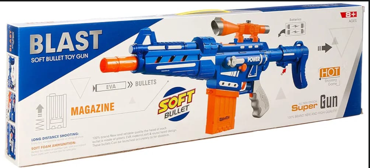 Blast Soft Bullet Toy Gun – Long Distance Shooting Foam Dart Blaster for Kids 8+ Year