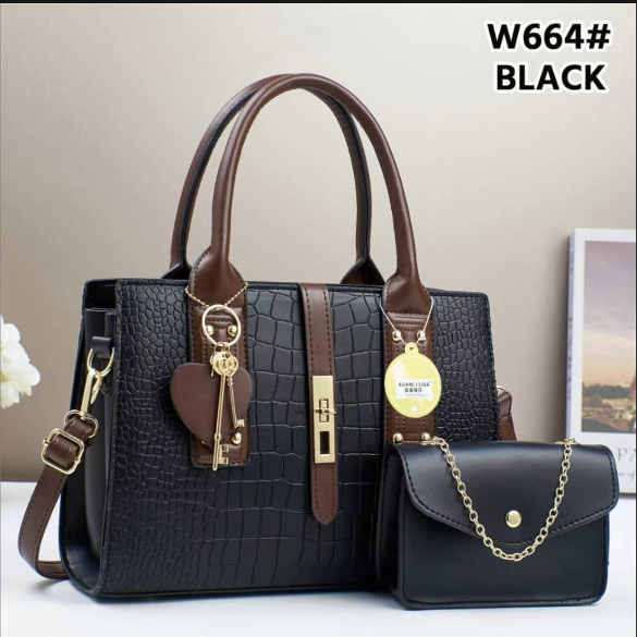 2 in 1 Ladies Handbag Set – Elegant Shoulder Tote Bag with Matching Wallet & Strap