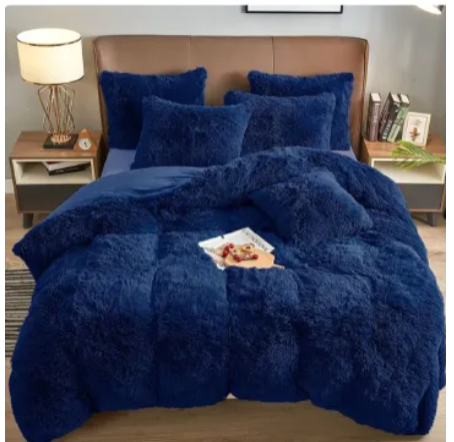[ 🔥SPECIAL OFFER 🤩🤩✨JUST FOR YOU !!! ] 6 Pc Size 6X7 Brand New Very High Quality Stylish and Luxurious Velvet plush Fluffy Duvet set (1 Fluffy velvet Duvet,1 Fleece Bedsheet & 4 pillowcases)