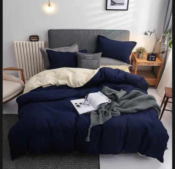 4PCS 6*6FTS Plain Double sided color Cotton Duvet covers👆🏻➖2pillowcases ➖1pc bedsheet ➖1pc Duvet cover