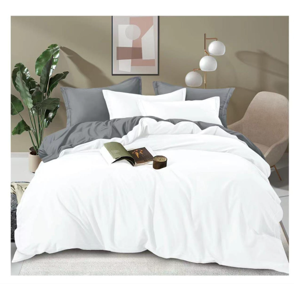 4PCS 6*6FTS Plain Double sided color Cotton Duvet covers👆🏻➖2pillowcases ➖1pc bedsheet ➖1pc Duvet cover