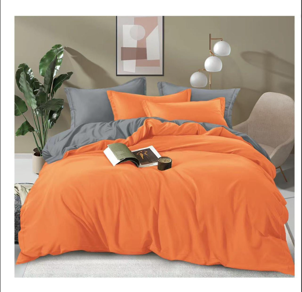 4PCS 6*6FTS Plain Double sided color Cotton Duvet covers👆🏻➖2pillowcases ➖1pc bedsheet ➖1pc Duvet cover