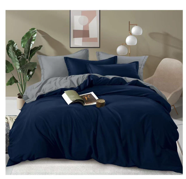 4PCS 6*6FTS Plain Double sided color Cotton Duvet covers👆🏻➖2pillowcases ➖1pc bedsheet ➖1pc Duvet cover