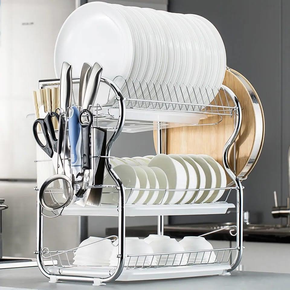 Dish rack 3 layer stainless steel, Drain Dish Rack,Kitchen Storage Rack,Supplies Drying Rack