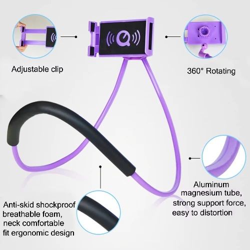 Portable Lazy Mobile Phone Holder Hanging Neck Cellphone Mount Accessories Adjustable 360 Degree Universal Phones Holder Stand