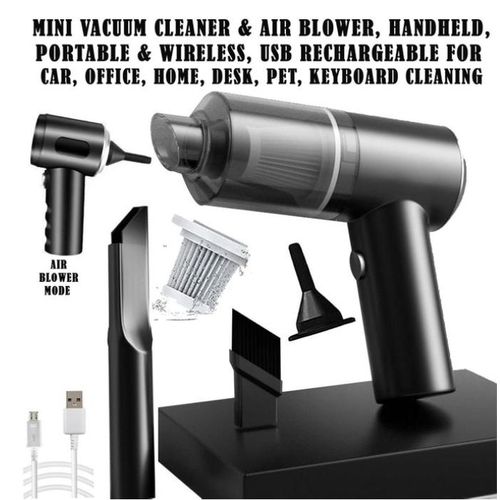 Mini Vacuum Cleaner & Air Blower, Handheld, Portable, Wireless, USB Rechargeable for Car, Office & Home Use