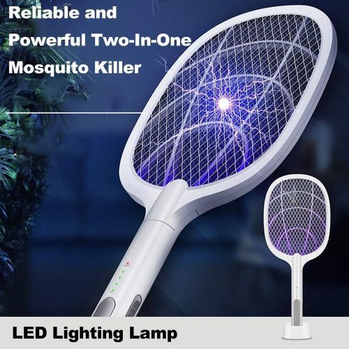 2-in-1 Electric Fly Swatter With Base, Mosquito Bat Electric Killer , Portable Mosquito Swatter, Mosquito Light
