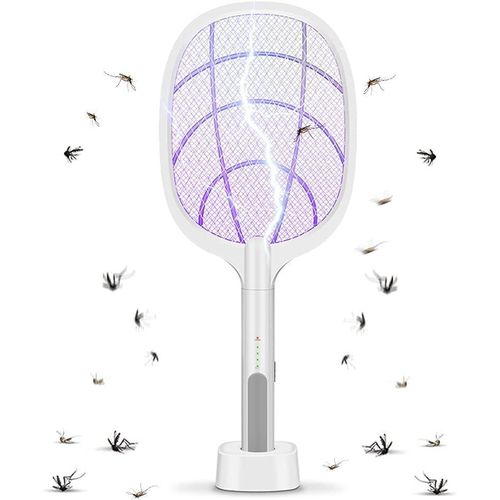 2-in-1 Electric Fly Swatter With Base, Mosquito Bat Electric Killer , Portable Mosquito Swatter, Mosquito Light
