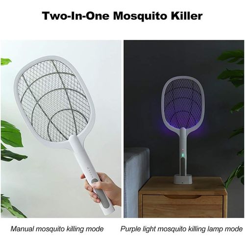 2-in-1 Electric Fly Swatter With Base, Mosquito Bat Electric Killer , Portable Mosquito Swatter, Mosquito Light