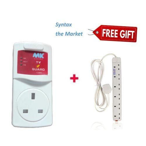 MK Electronics TV Guard Surge Protector for 14 inch tv , 24 inch tv , 32 inch tv , 43 inch tv , 40 inch tv , 50 inch tv and 55 inch tv and 65 inch tv With High Quality 6 way Power Extension