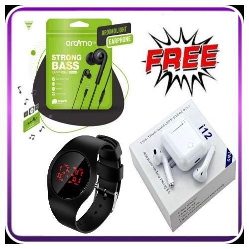 Oraimo BEST Heavy Strong Bass Wired Earphone + Free Watch & Earbuds