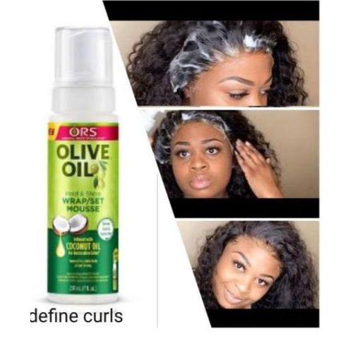 Ors Hold & Shine Wrap Set Mousse Infused with Coconut Oil for Restorative Shine Olive oil -207ml