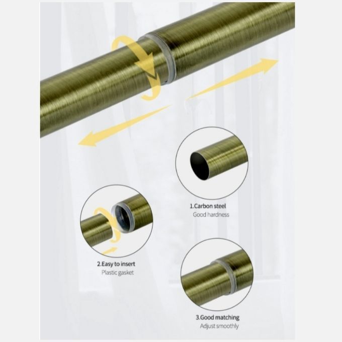 Extendable 2M DOUBLE Curtain Rods Single + FREE Holders And Screws