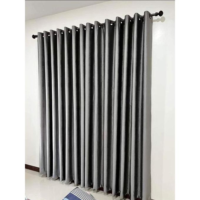 TWO GREY CURTAINS with ONE SHEER and FREE CURTAIN ROD