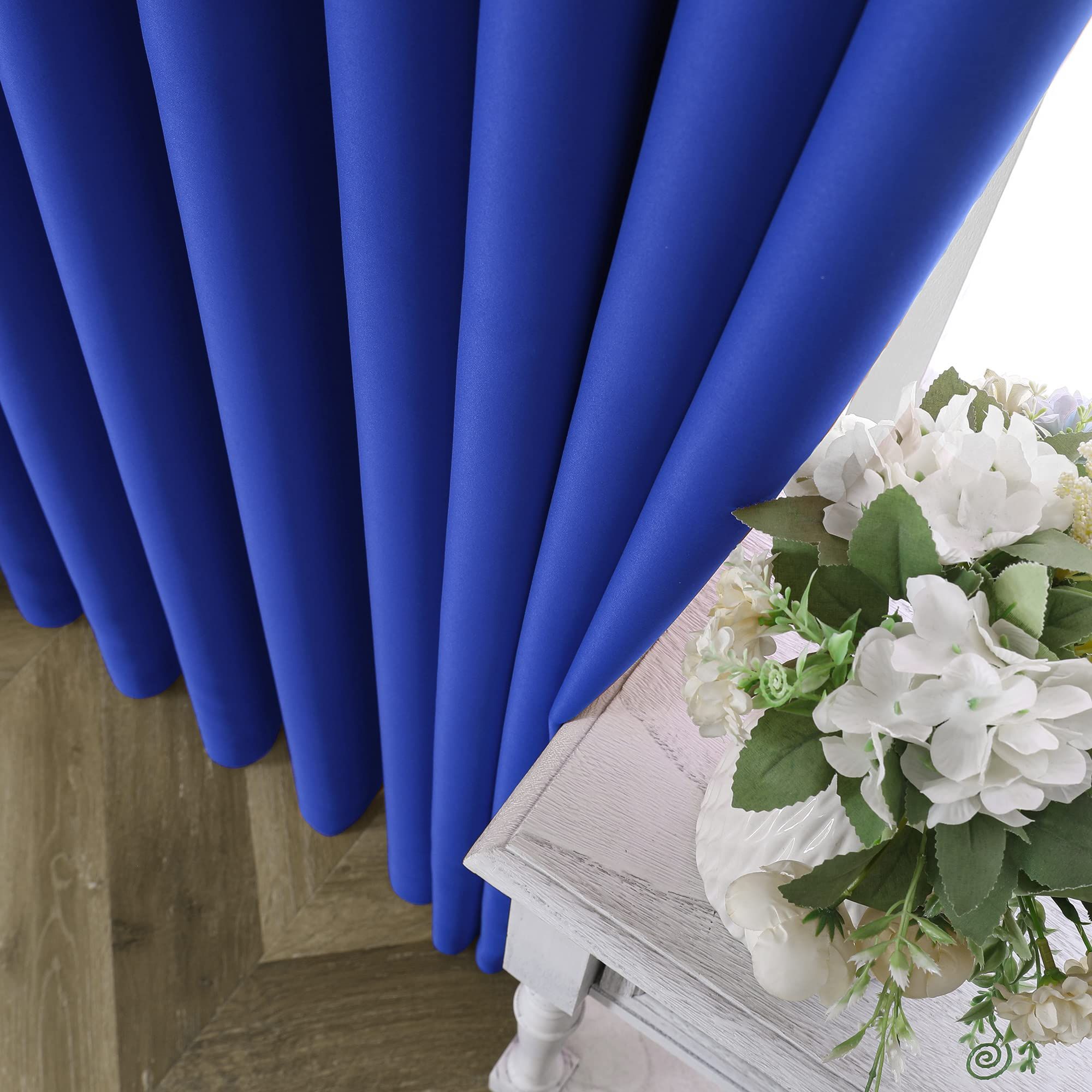 2pcs Royal blue Curtains (1.5m each) + 2m Heavy White Sheer – Elegant Window Set for Bedroom or Living Room, Stylish Light Control & Privacy, Ideal Home Decor Combo