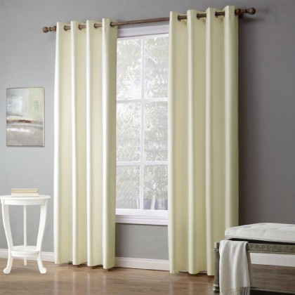 Modern Cream Curtains with White HEAVY Sheer – for Windows & Doors