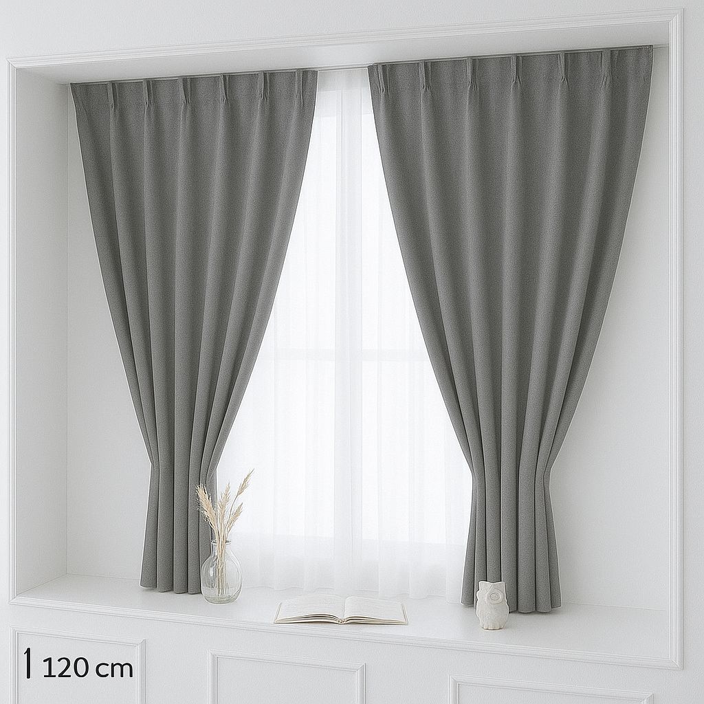 OFFER OFFER !!! Grey Blackout Curtains with White Sheer, 2-in-1 Eyelet Window Curtain Set, 120cm Height, Modern Curtains for Living Room, Bedroom & Office