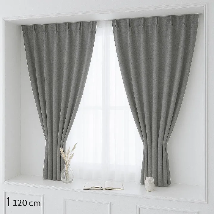 OFFER OFFER !!! Grey Blackout Curtains with White Sheer, 2-in-1 Eyelet Window Curtain Set, 120cm Height, Modern Curtains for Living Room, Bedroom & Office