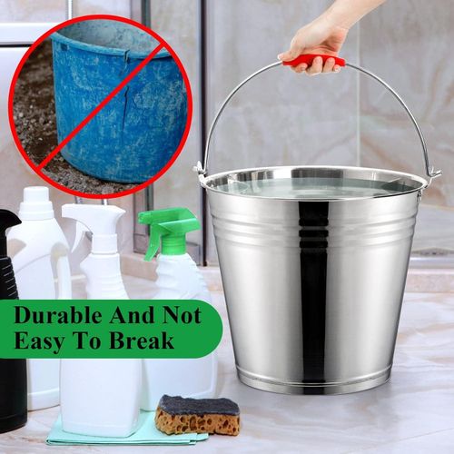 😁🤪STAY TUNED WITH NEW ARRIVALS 🍃🥰Stainless Steel Bucket Pail Container with Handle, Durable All Purpose Pail, Food Safe Metal Bucket Can for Heavy Loads Milking Buckets