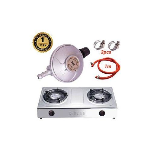 🎇PRICE DROP🤑Rebune 2 Burner gas Cooker + free 6kg gas Regulator, gas pipe and pipe clips🤮comes equipped with an automatic ignition system for safety and convenience, eliminating the need for manual