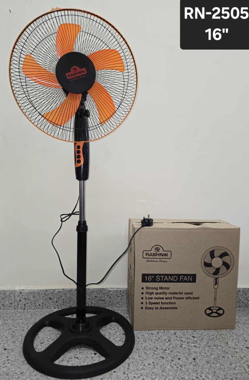HIGH DURABILITY🎇Rashnik 16"STANDING FAN WITH NO NOISE AND STRONG BASE🎉international company with high quality product in electrical appliances. rashnik continues to identify trends and answer consum