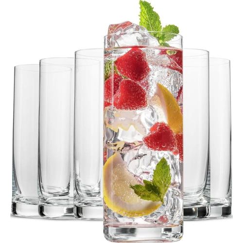 🎉6 pcs Tall Japanese Straight Glass Water Cup Cocktail Glass Long Island Ice Teacup Thin Straight Length Drink Corin Glass🎇⭐ [High-Quality Drinking Glass Set – Premium and Versatile] A complete 6-pi