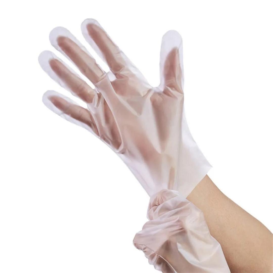 TPE Plastic Gloves pack of 100pcs Disposable Loose-Fitting Latex Free For Food Prep Hair Dying Kitchen Cooking Translucent Pcs in sizes  M & L
