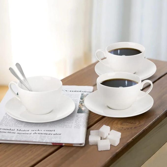 12pc Cup and Saucer Set - Cappuccino cups white Ceramic material Quality is guaranteed Perfect for Coffee, Tea, Hot Chocolate, Milk etc Skillfully Designed to ensure a pleasant Warm hold
Perfect for g