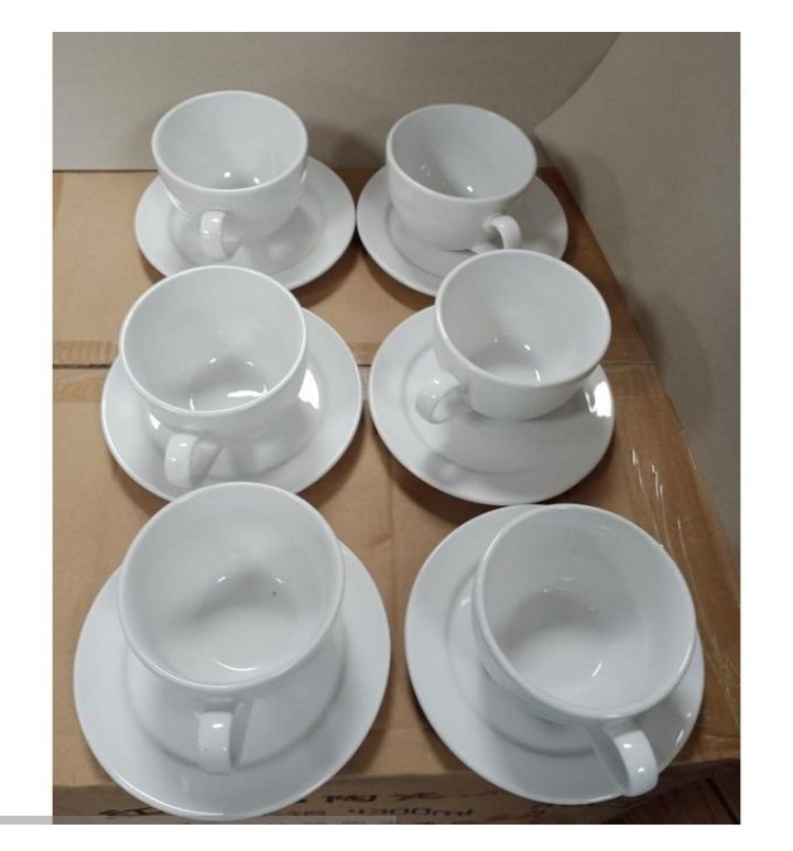 12pc Cup and Saucer Set - Cappuccino cups white Ceramic material Quality is guaranteed Perfect for Coffee, Tea, Hot Chocolate, Milk etc Skillfully Designed to ensure a pleasant Warm hold
Perfect for g