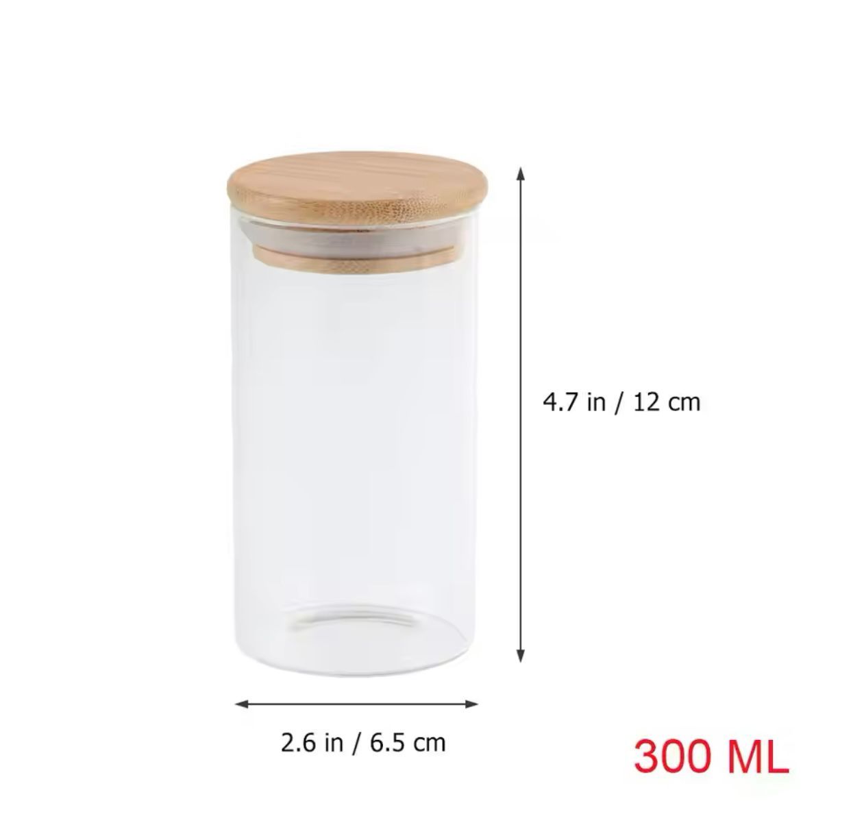 Kitchen Borosilicate Glass Airtight Food Storage Container with Bamboo Wood Lid Round Clear Glass Jar Pantry Organizer