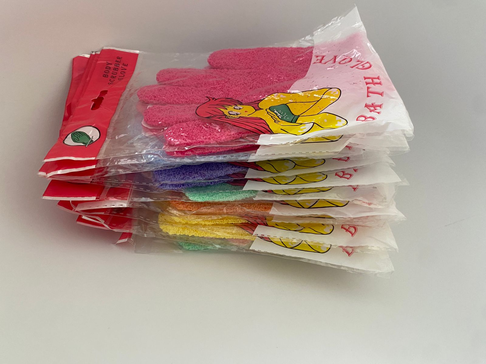 Fashion Exfoliating Bathing Cleaning Gloves Body Scrubber- 4 Pcs