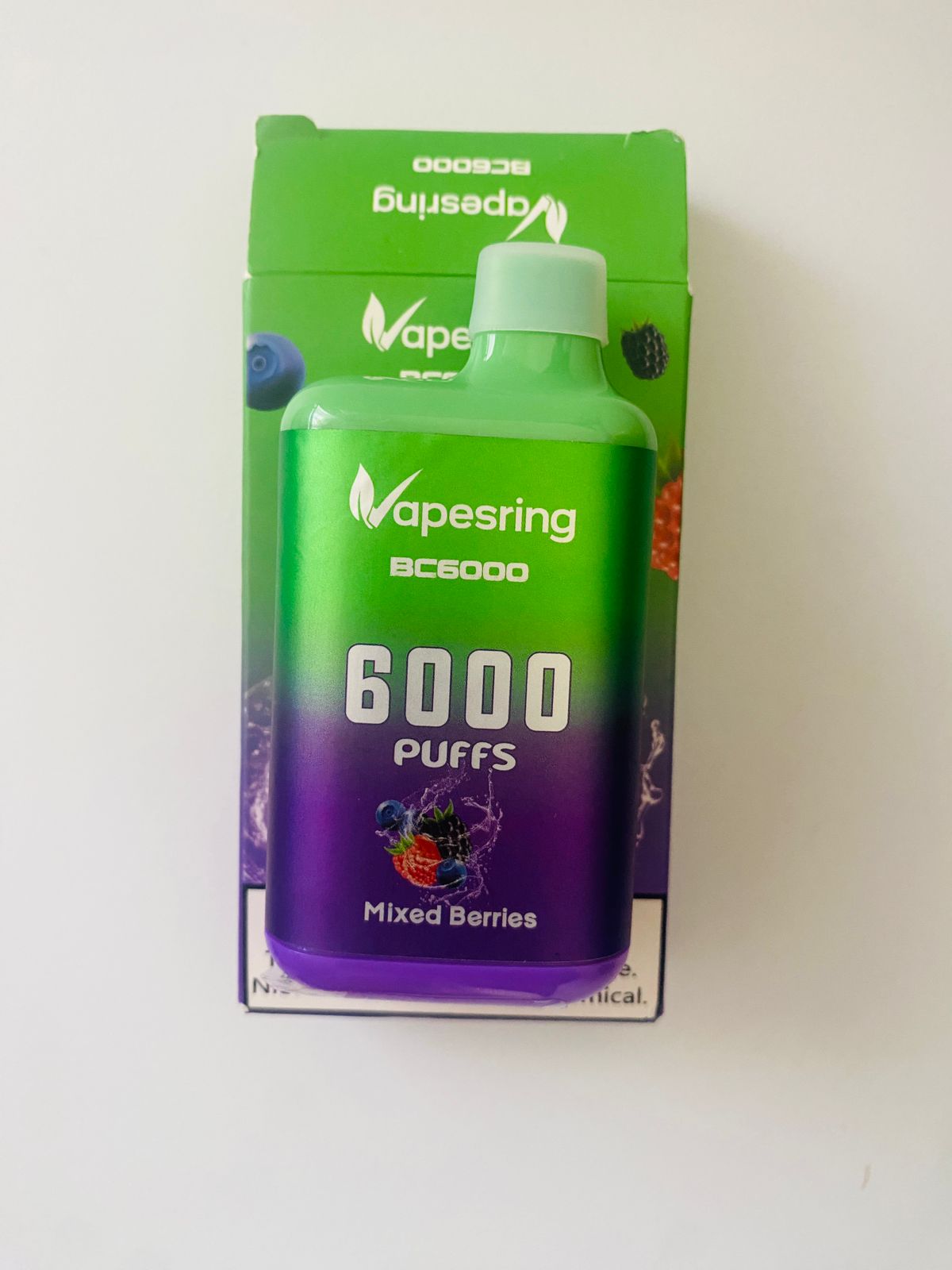 MIXED BERRIES RECHARGEABLE VAPE WITH 5% NICOTINE -TYPE C ,6000 PUFFS