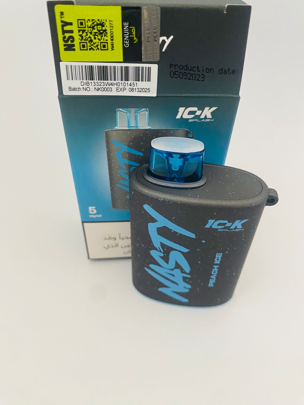 10,000 PUFFS PEACH ICE RECHARGEABLE VAPE WITH 5% NICOTINE-NASTY BRAND