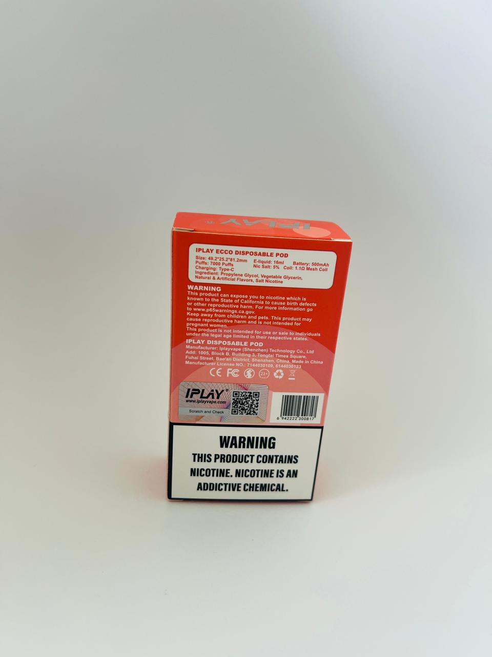 IPLAY 7000 PUFFS RECHARGEABLE VAPE WITH 5% NICOTINE TYPE C -PINEAPPLE MINT