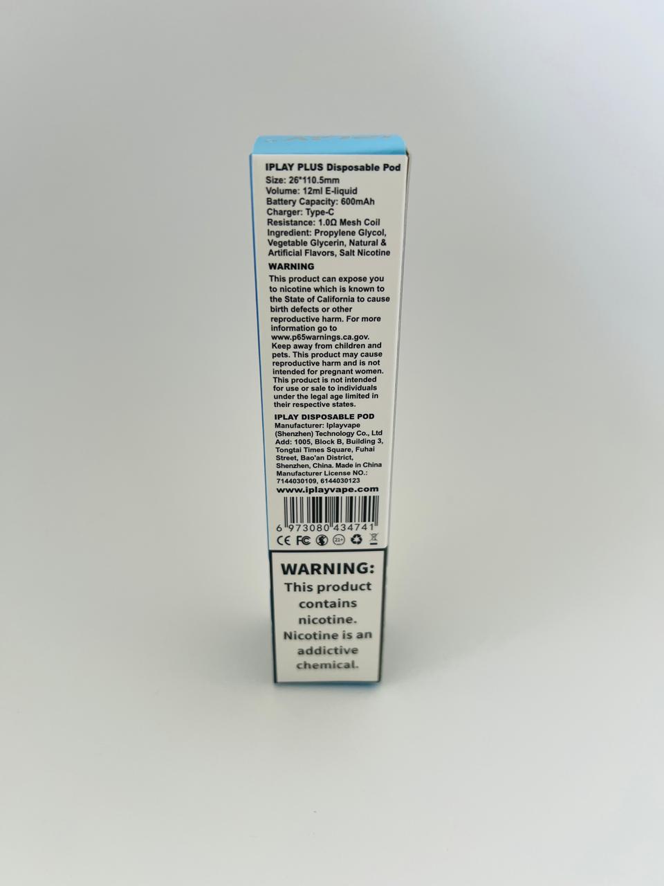 I PLUS 4000 Puffs Disposable Vape Pod, 5% NICOTINE, TYPE C-BLUE RASPBERRY