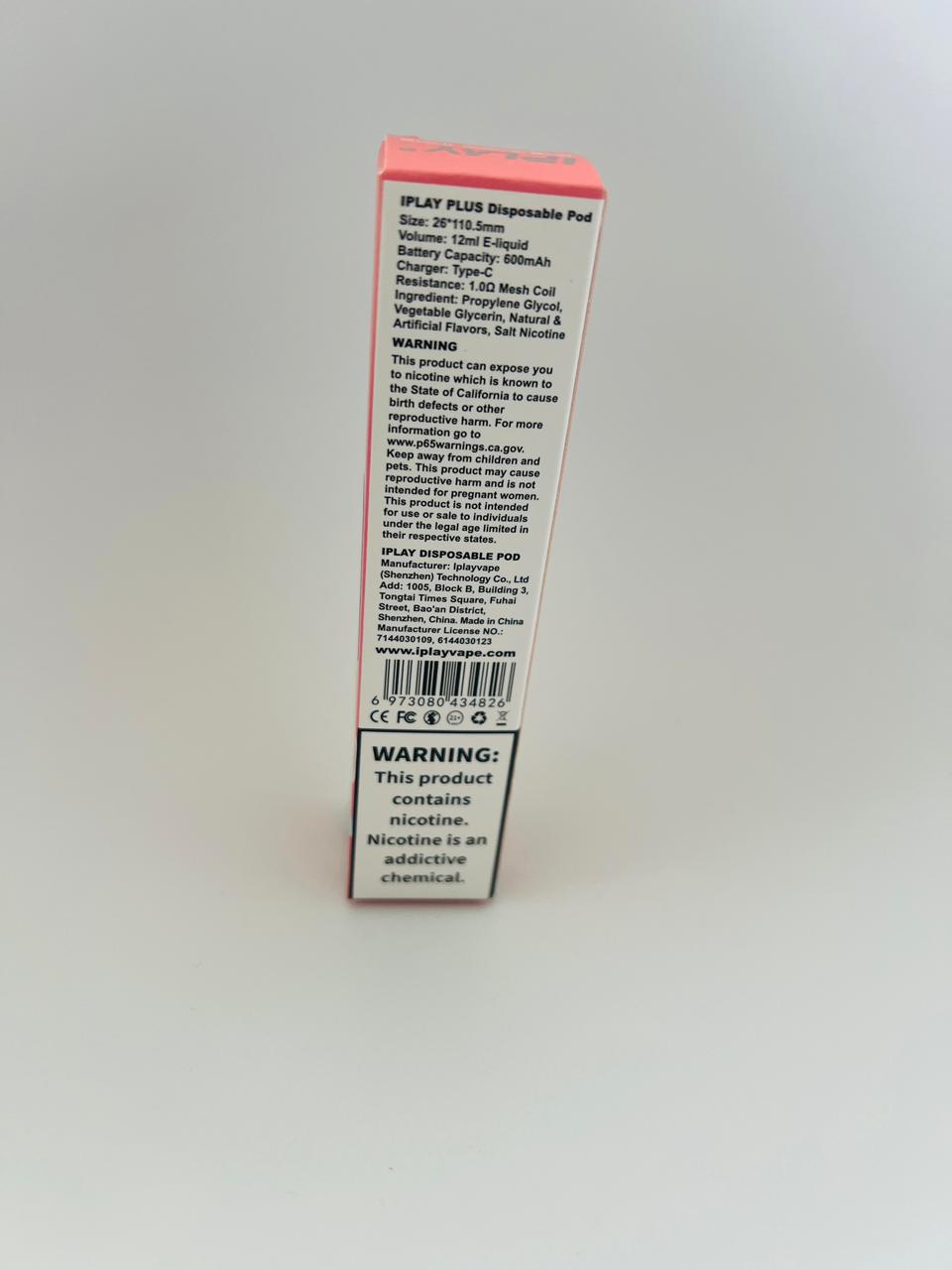 I PLUS 4000 Puffs Disposable Vape Pod, 5% NICOTINE, TYPE C-PEACH ICE