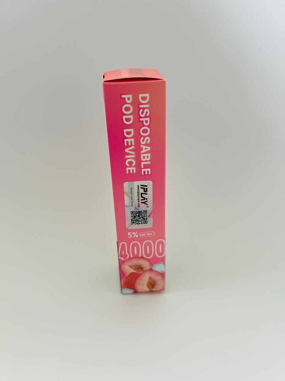 I PLUS 4000 Puffs Disposable Vape Pod, 5% NICOTINE, TYPE C-PEACH ICE