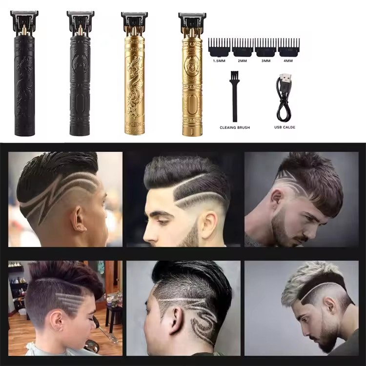 USB Cordless Hair Clipper Trimmer Beard Electric Professional Haircut Dragon Monster Rechargeable ABS Vintage Metal Shaving Machine clippers Wireless Barber cutting Kinyozi
