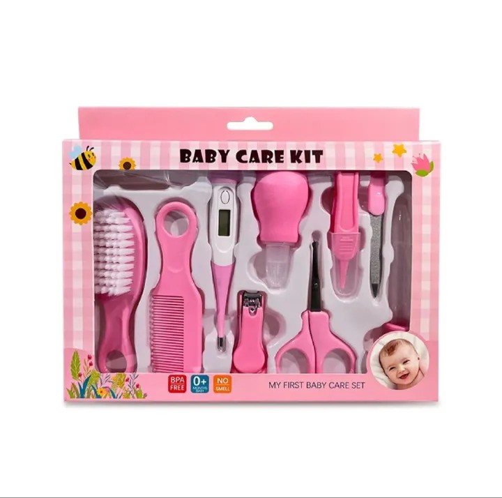 Baby Care Grooming Kit 10-in-1 Nursery Healthy Care Set - Pink