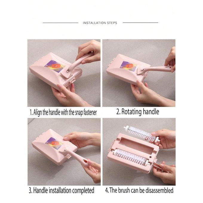 Carpet Cleaning Brush Double Roller Household Handheld with Dust Removal Vacuum Crumb Collector for Car Seats, Table Linen, Sofas