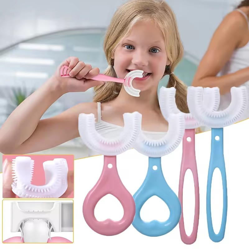 U-shaped Baby Toothbrush Children 360 Degree Child Toothbrushes Teethers Soft Silicone Toddlers Brush Kids Teeth Oral Care Cleaning Newborn