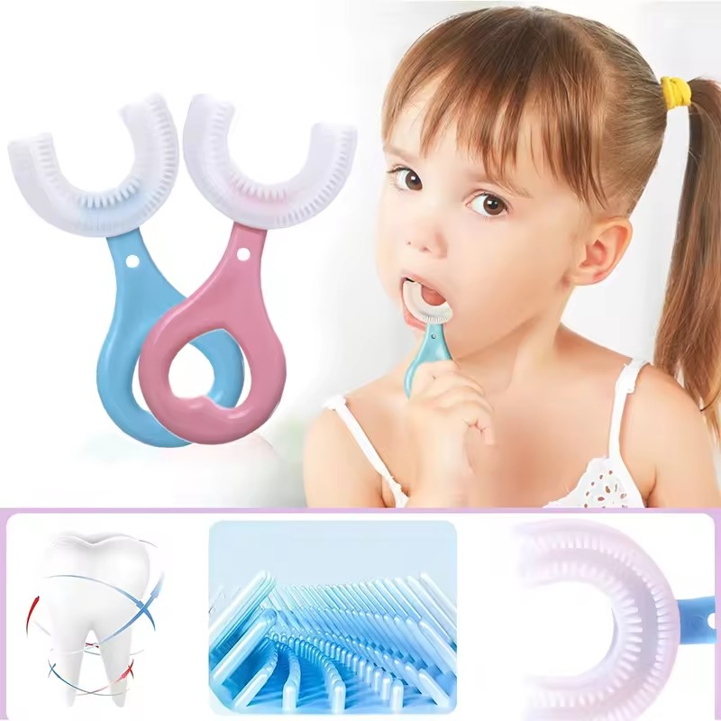 U-shaped Baby Toothbrush Children 360 Degree Child Toothbrushes Teethers Soft Silicone Toddlers Brush Kids Teeth Oral Care Cleaning Newborn
