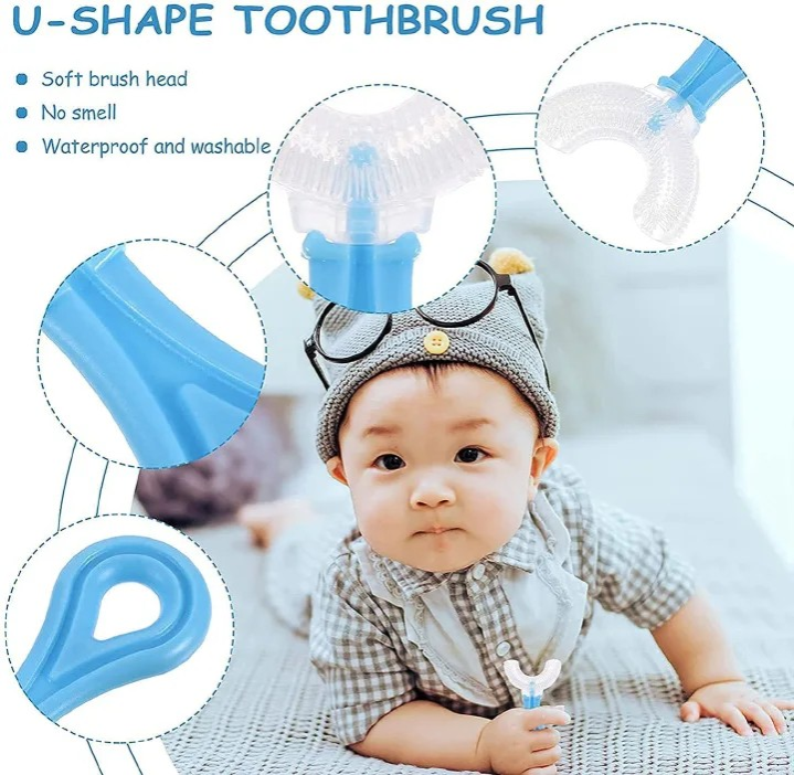 U-shaped Baby Toothbrush Children 360 Degree Child Toothbrushes Teethers Soft Silicone Toddlers Brush Kids Teeth Oral Care Cleaning Newborn