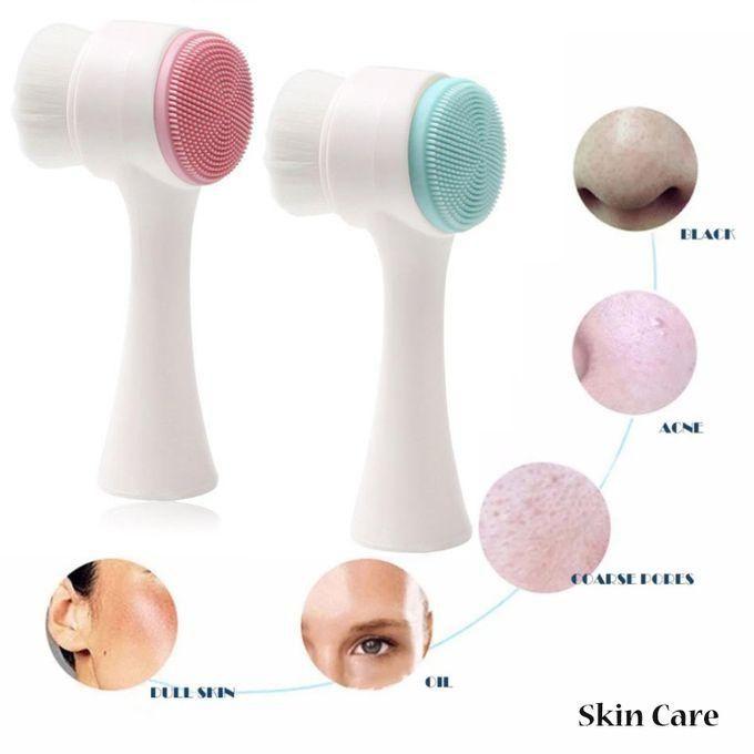 Soft Face Cleansing Brush Double-Sided Facial Cleanser Blackhead Removal Pore Cleaner Exfoliator Silicone Face Scrub Skin Care Massager Scrubber