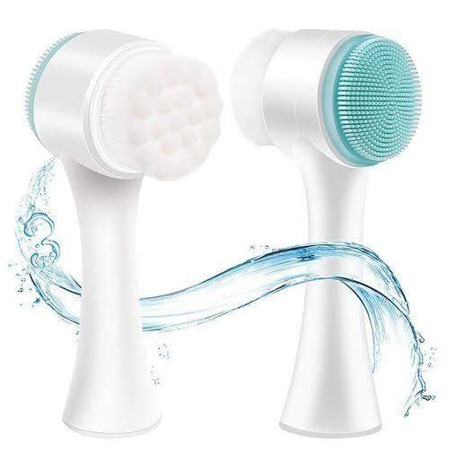 Soft Face Cleansing Brush Double-Sided Facial Cleanser Blackhead Removal Pore Cleaner Exfoliator Silicone Face Scrub Skin Care Massager Scrubber
