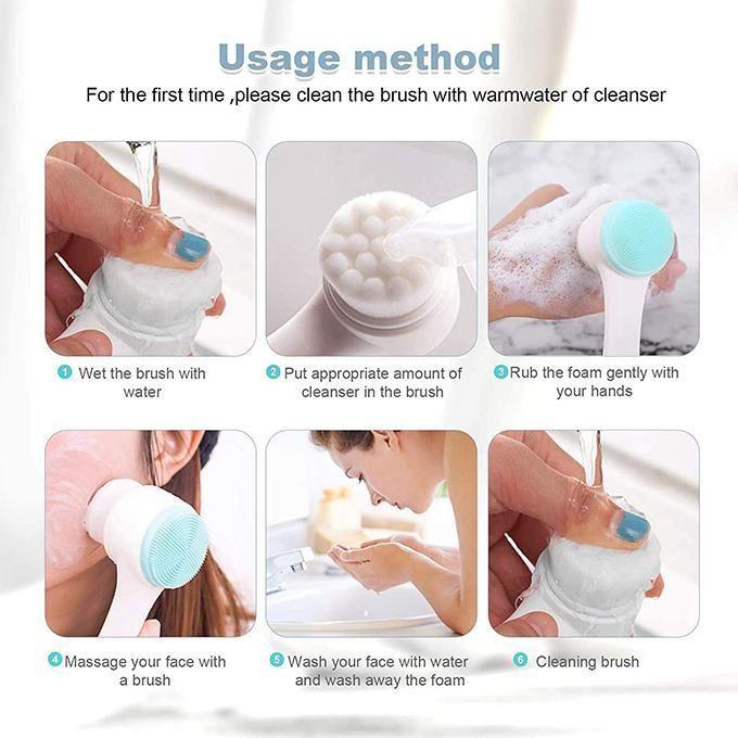 Soft Face Cleansing Brush Double-Sided Facial Cleanser Blackhead Removal Pore Cleaner Exfoliator Silicone Face Scrub Skin Care Massager Scrubber