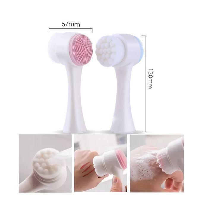 Soft Face Cleansing Brush Double-Sided Facial Cleanser Blackhead Removal Pore Cleaner Exfoliator Silicone Face Scrub Skin Care Massager Scrubber