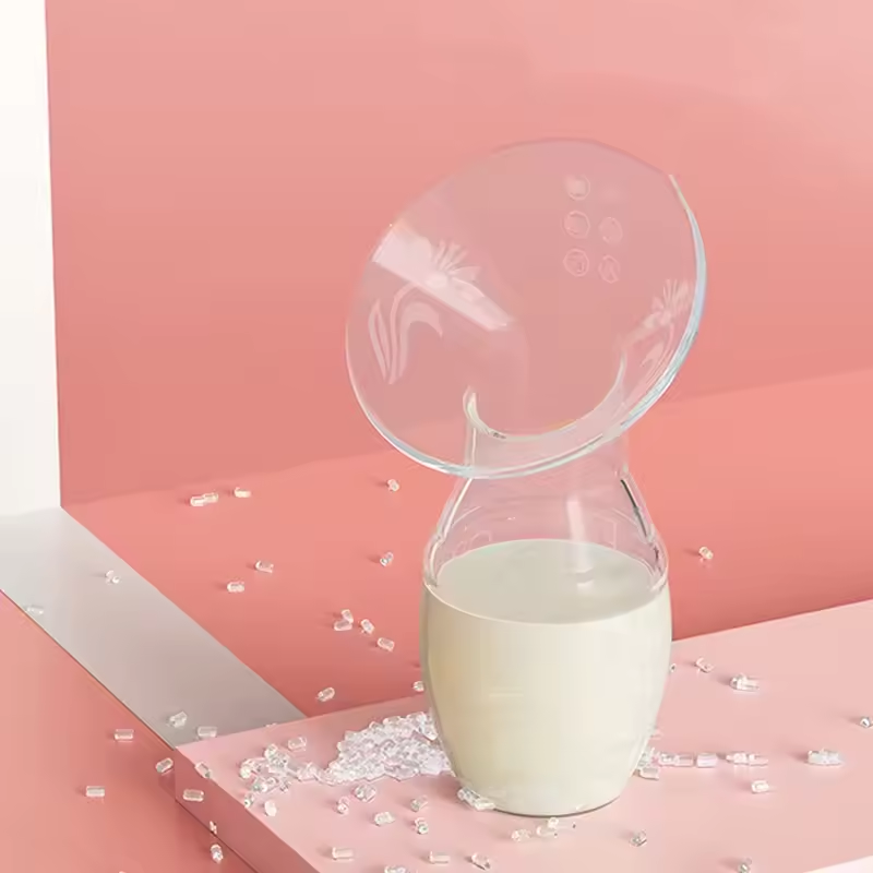 Food grade Silicone Manual Breast Pump Portable Milk Collector for Breastfeeding with Suction Base Breast Milk Pump for Baby Feeding With Lid